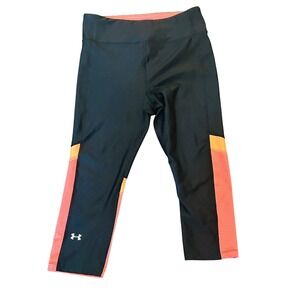 Under Armour HeatGear Alpha Novelty Compression Capris Black Orange Size Medium